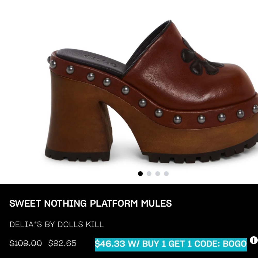 dELiA*s Brown Studded Platform Clogs - Picture 2 of 8